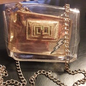 Aldo clear 2- piece shoulder bag chain strap cross